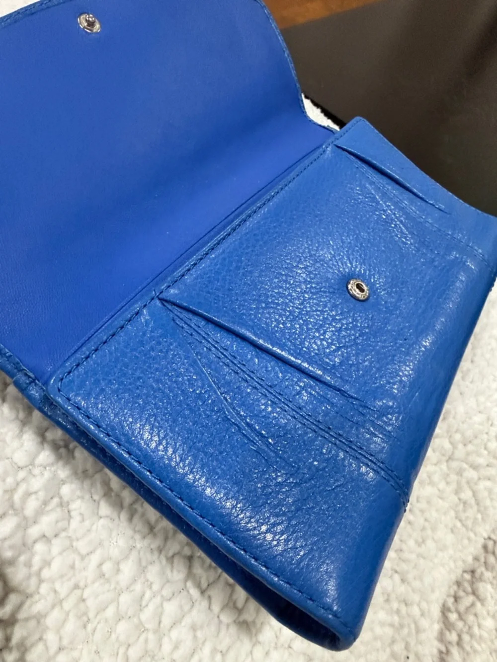 Coach Blue Leather Foldover Wallet - Picture 3 of 7